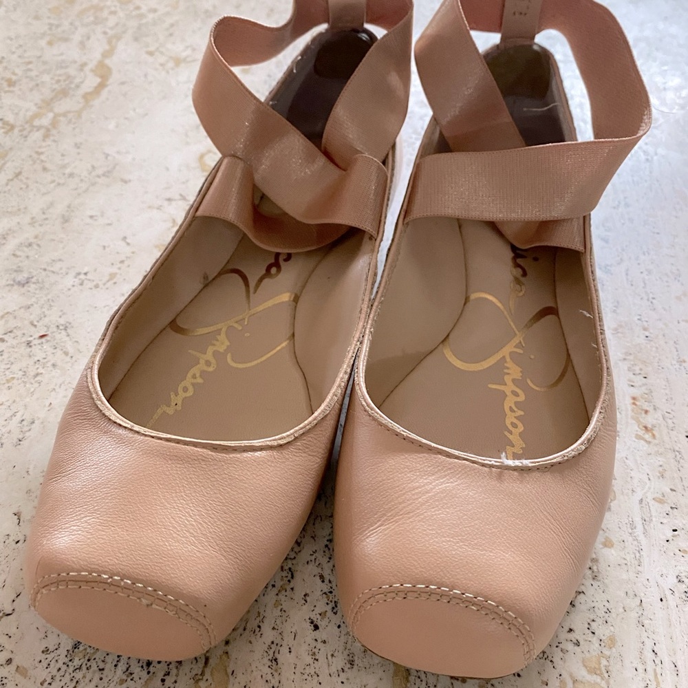 Jessica Simpson size 7 leather ballet flats tan mandalaye